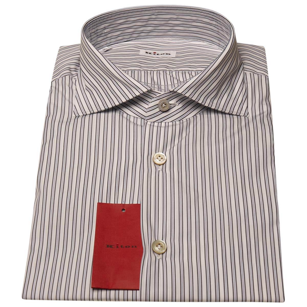 KITON Blue White Cotton Shirt