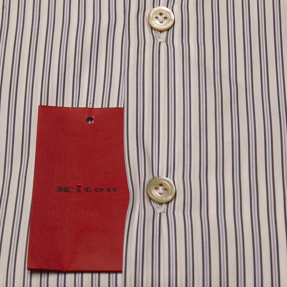 KITON Blue White Cotton Shirt