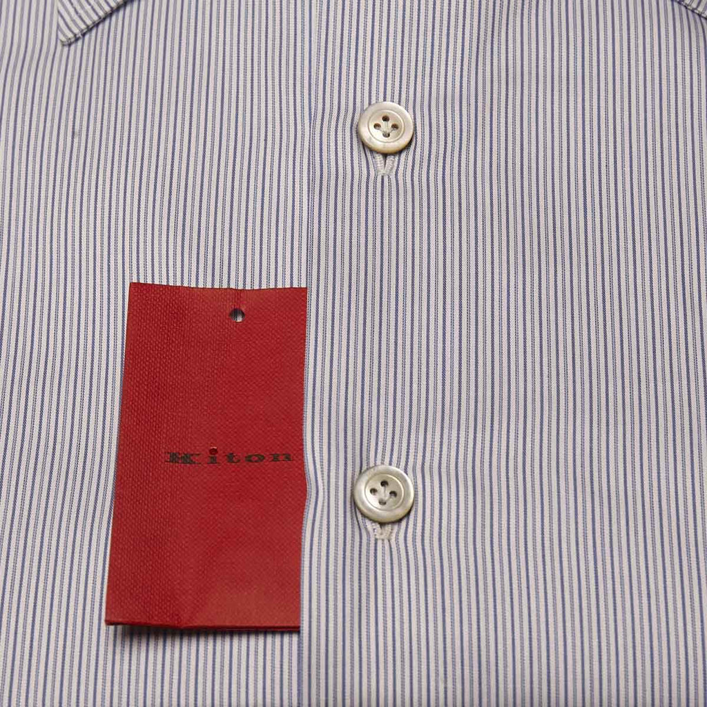 KITON Blue White Cotton Shirt
