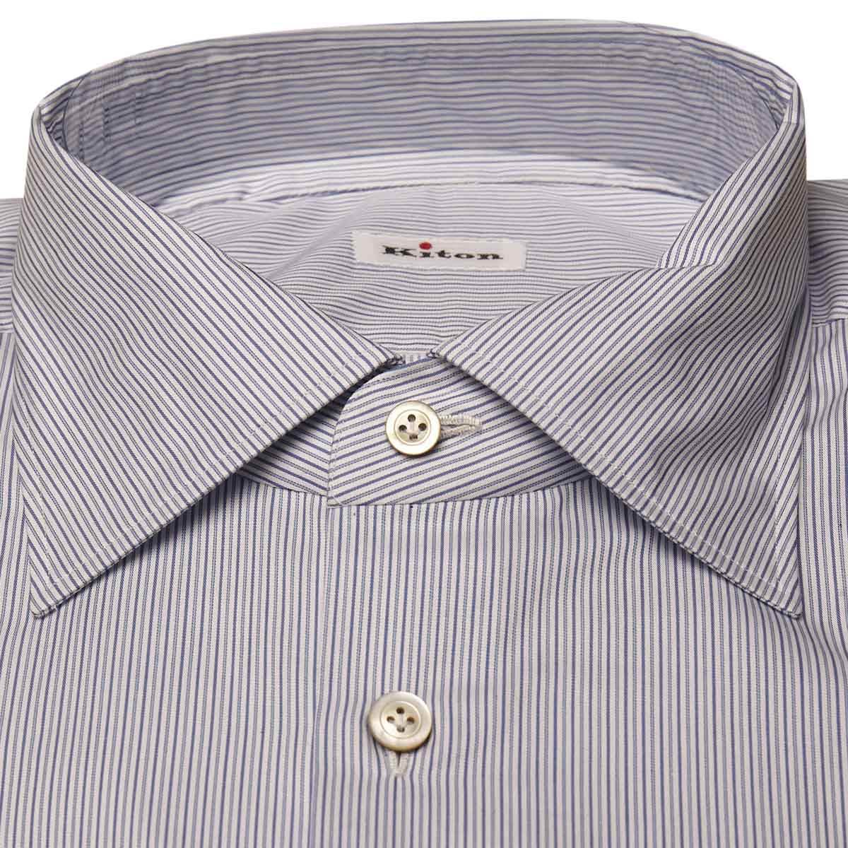 KITON Blue White Cotton Shirt