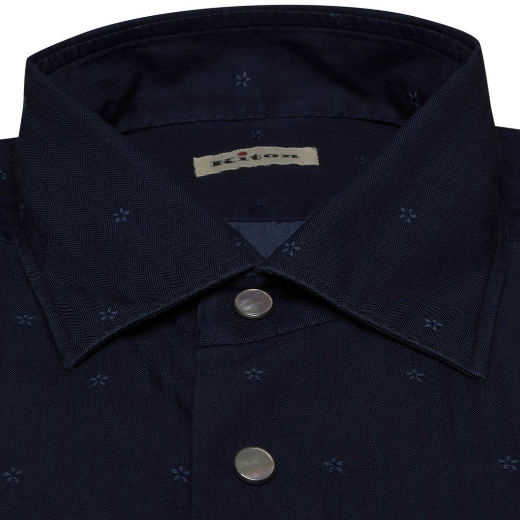 KITON Blue Cotton Shirt