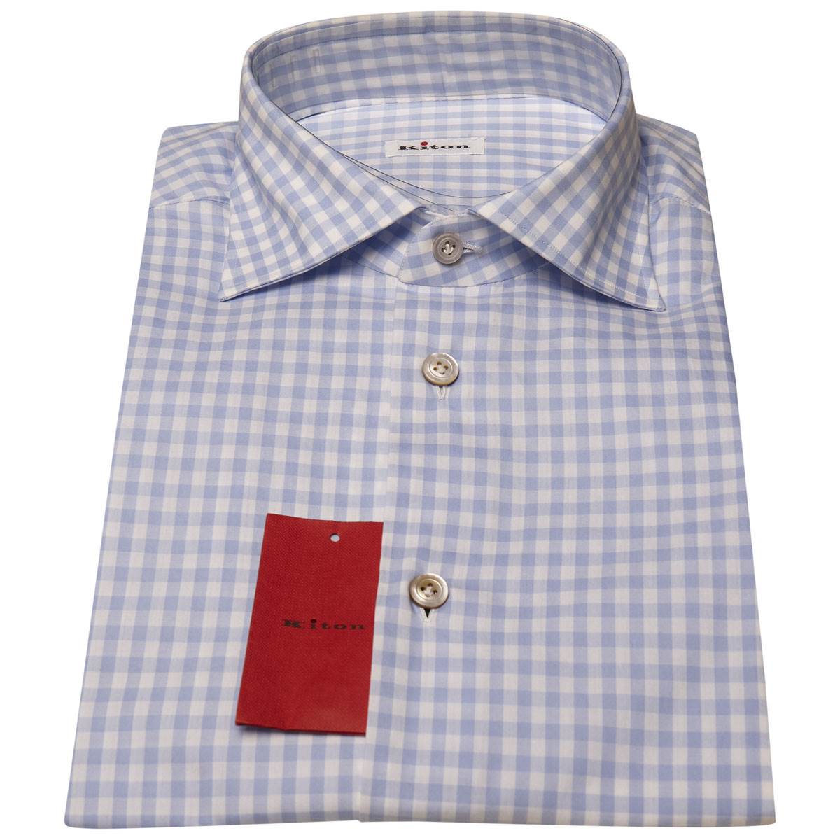 Kiton Kiton Blue White Cotton Shirt Blue / White 000