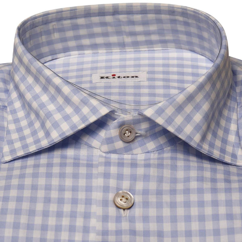 Kiton Kiton Blue White Cotton Shirt Blue / White 001