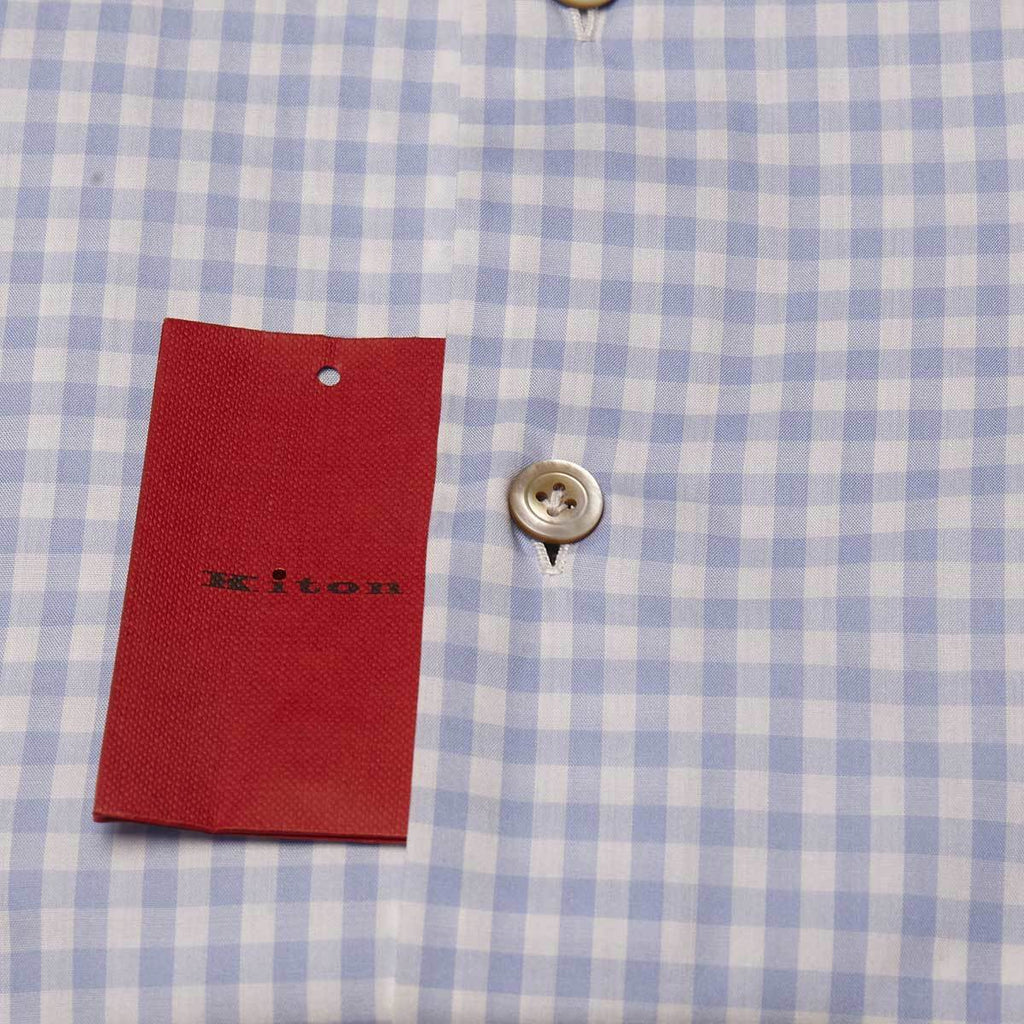 Kiton Blue White Cotton Shirt