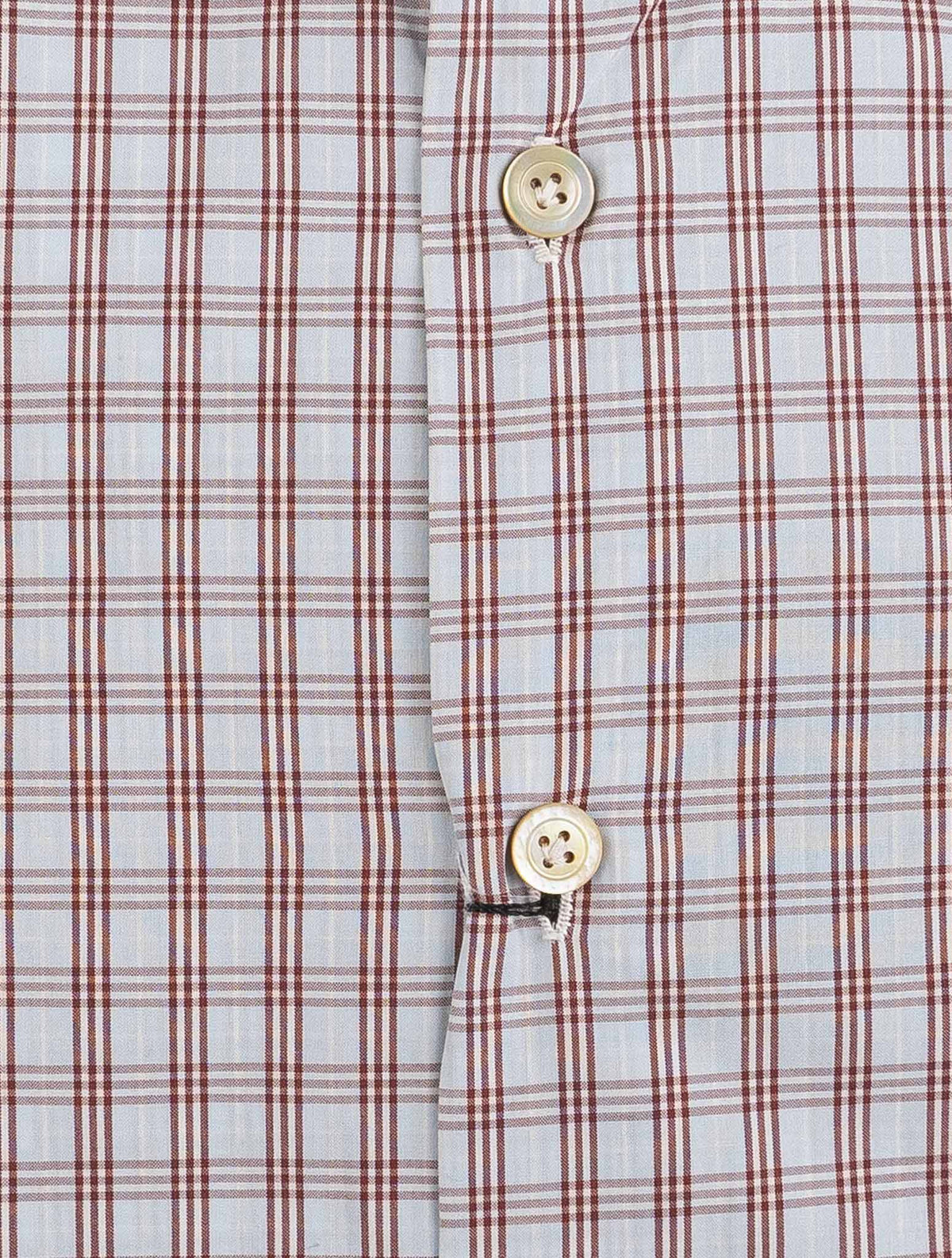 Kiton Light Blue Brown Cotton Shirt