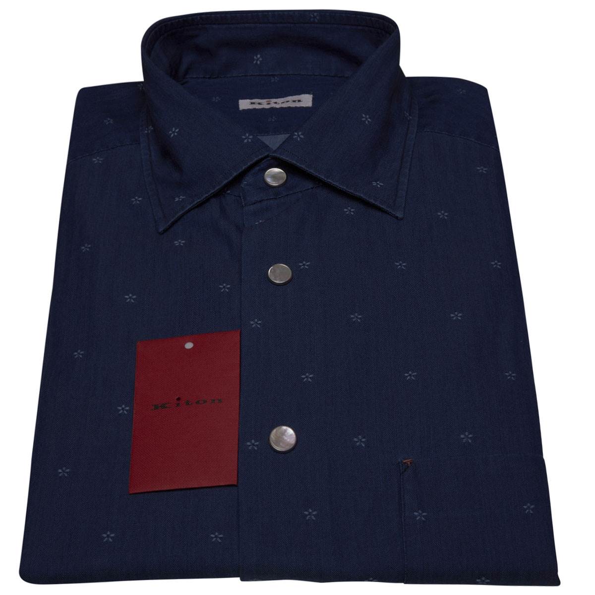 KITON Blue Cotton Shirt