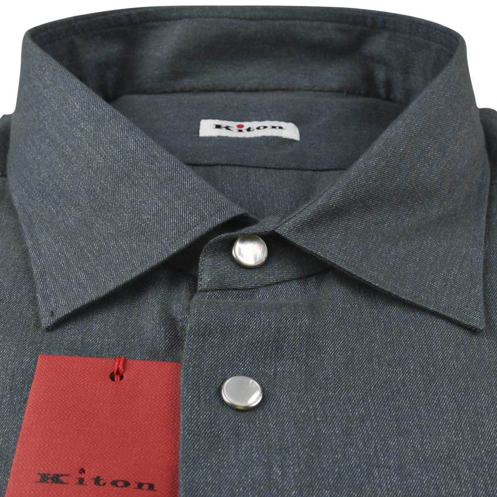 Kiton Green Cotton Shirt