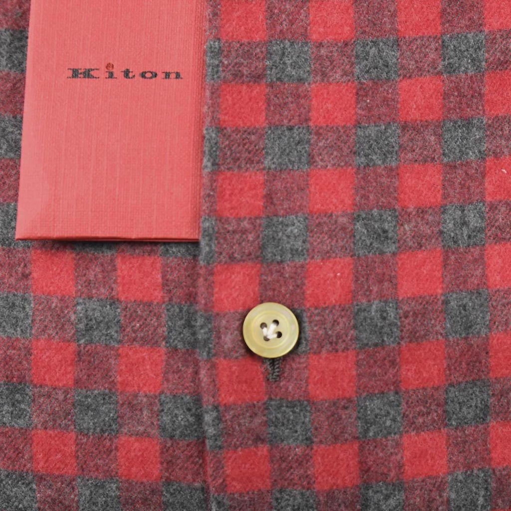 Kiton Kiton Gray Red Cotton Shirt Gray / Red 001