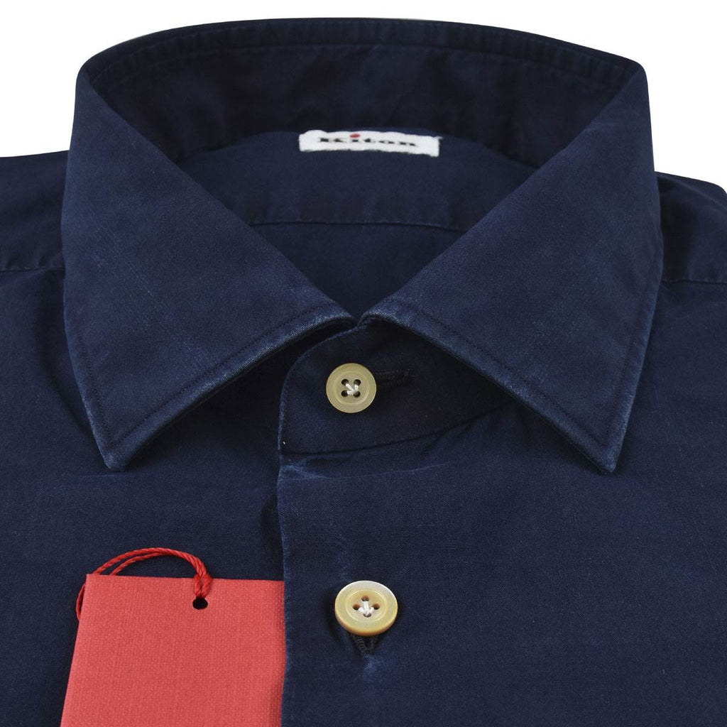 Kiton Blue Cotton Shirt