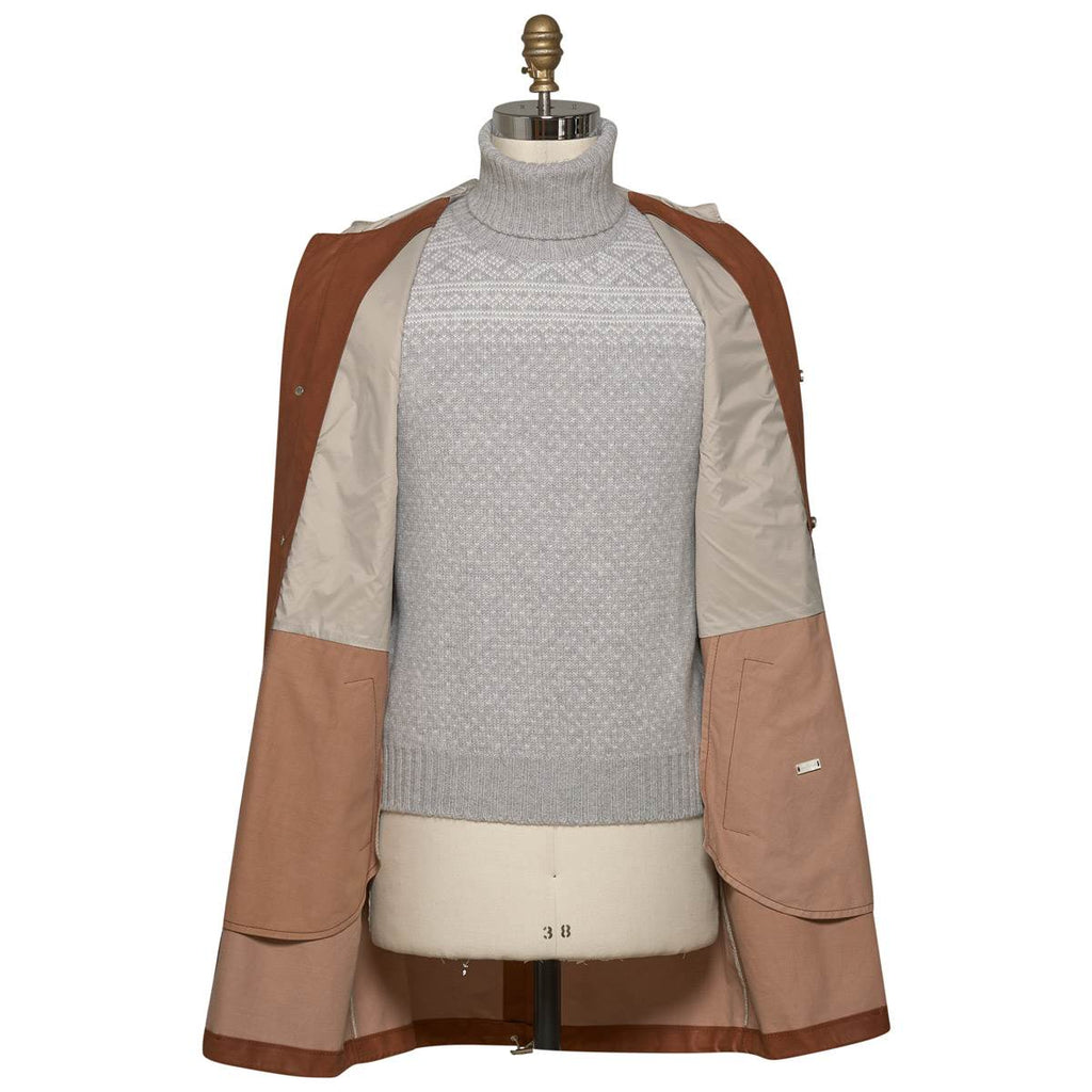KITON Brown Leather Packable Coat