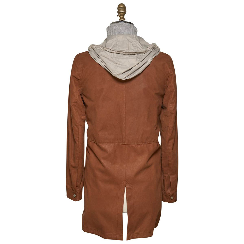 KITON Brown Leather Packable Coat
