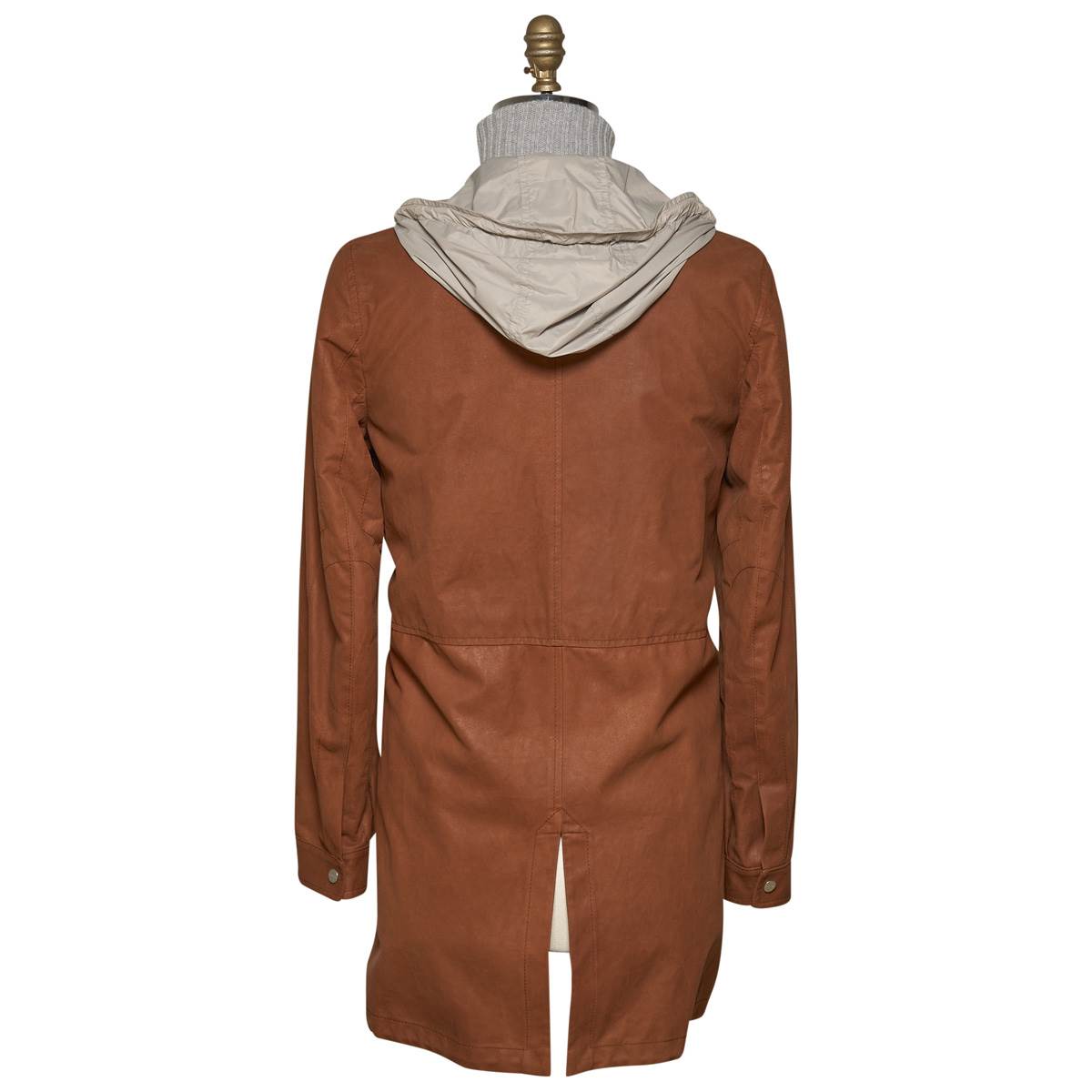 KITON Brown Leather Packable Coat