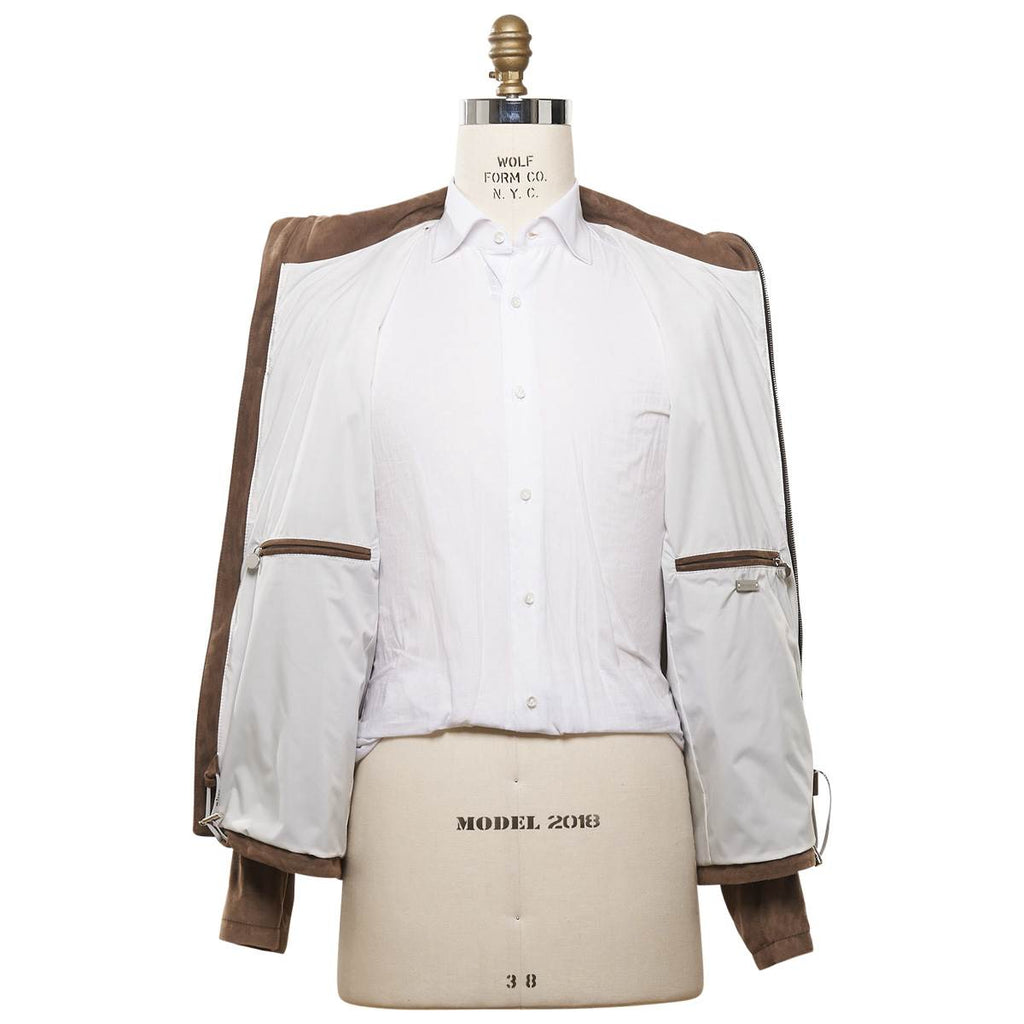 KITON Brown Leather Lambskin Coat