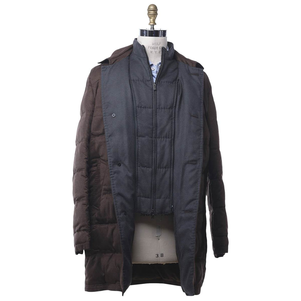 KITON Brown Silk Coat