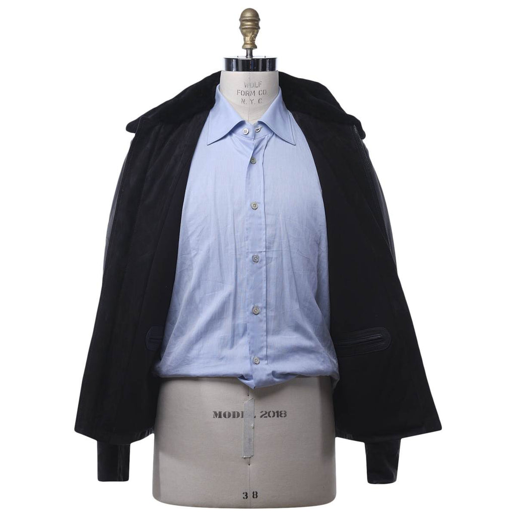 KITON Black Leather Coat