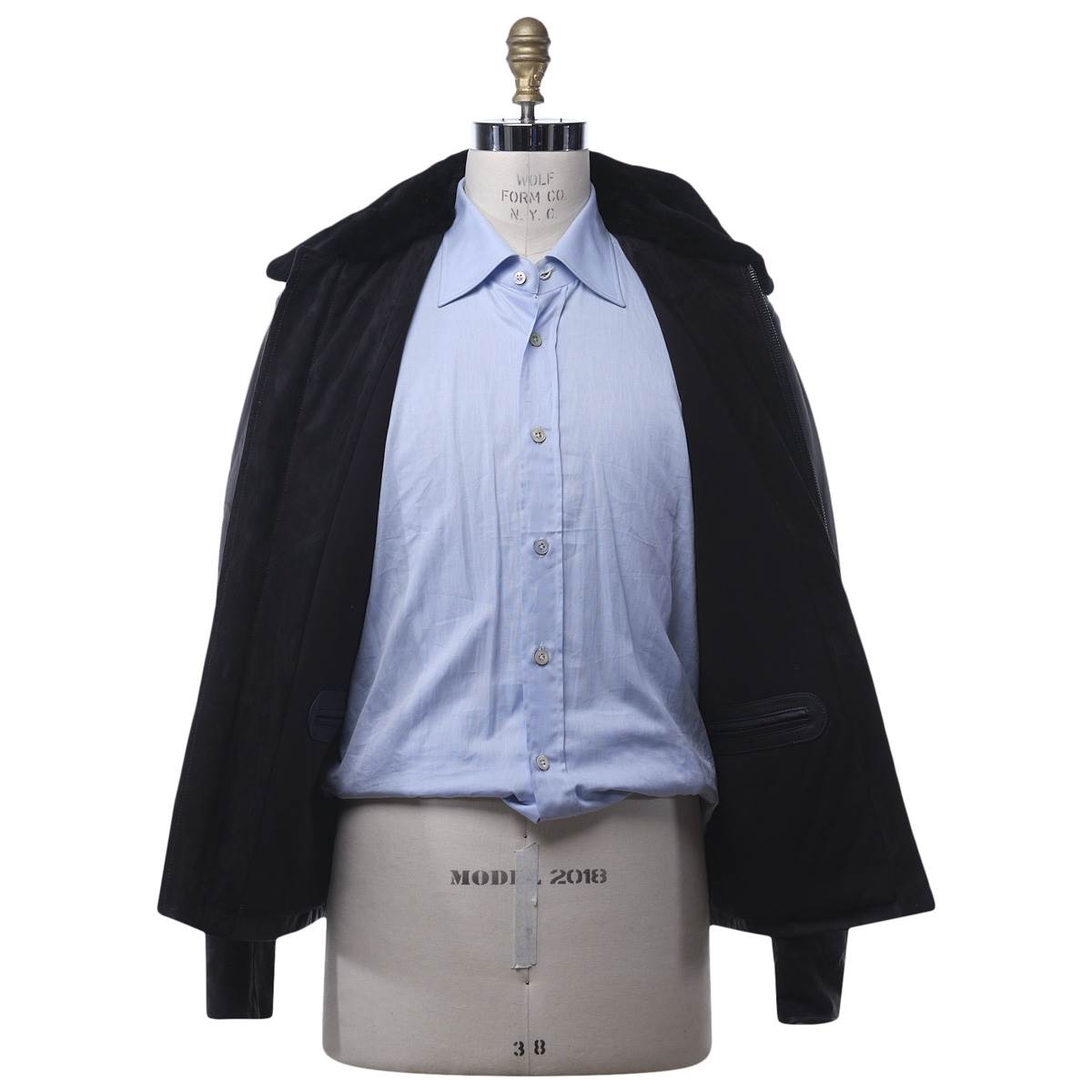 KITON Black Leather Coat