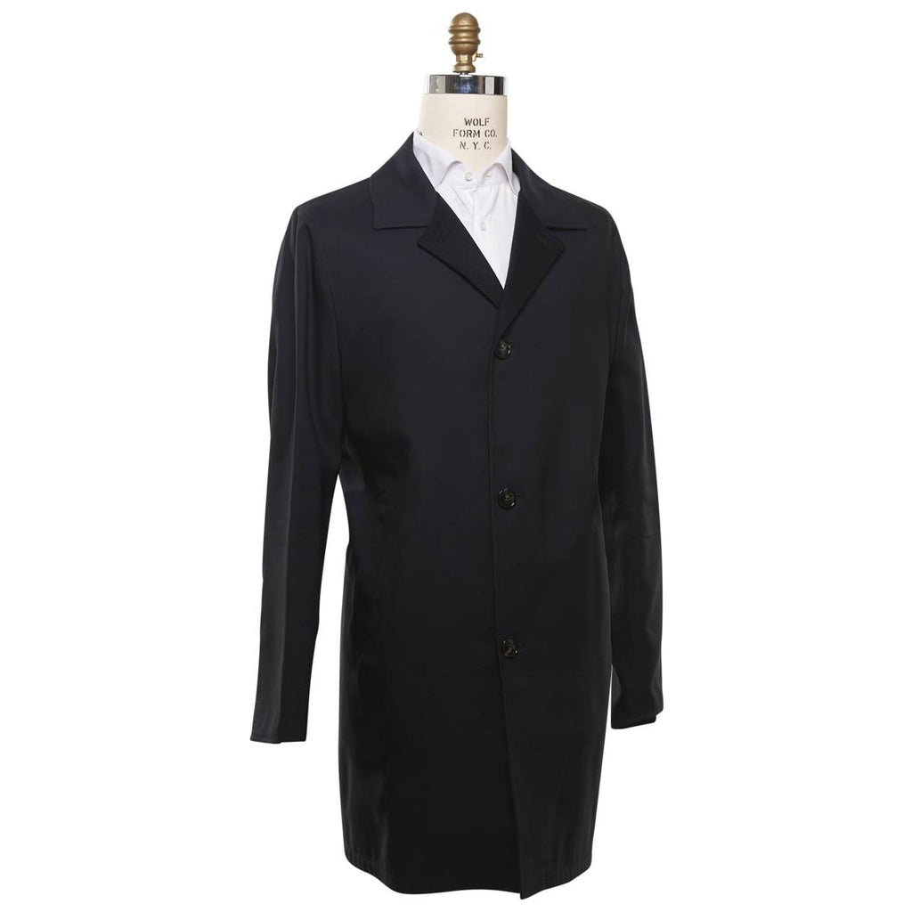 Kiton KITON Blue Cashmere Reverse Wool Silk Coat Blue 001