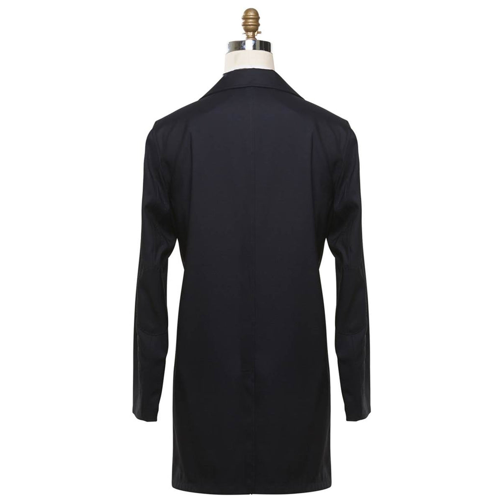 KITON Blue Cashmere Reverse Wool Silk Coat
