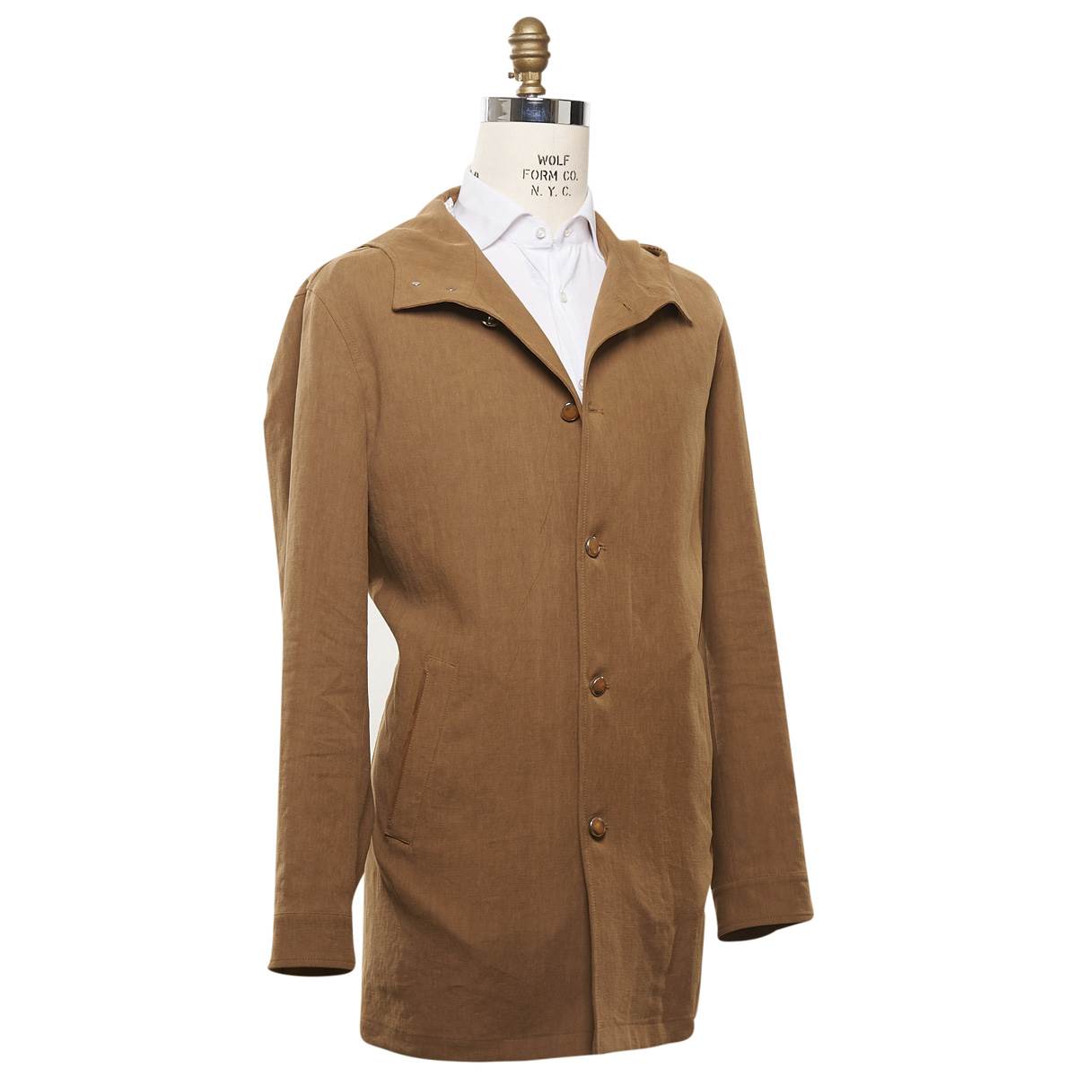 KITON Brown Linen Coat