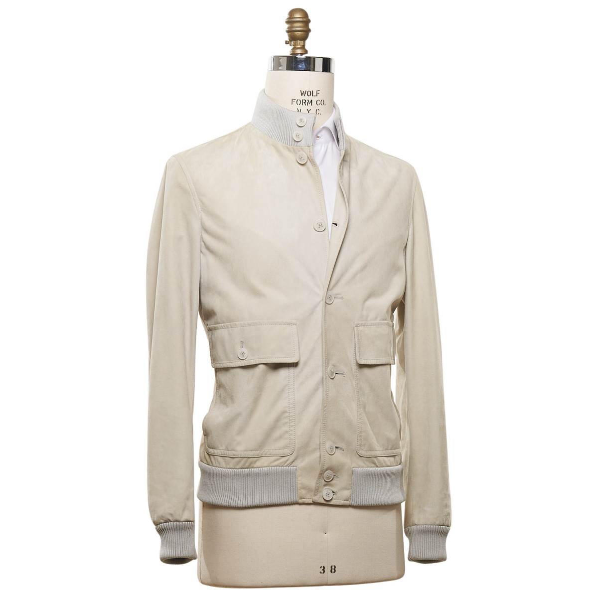 KITON Beige Leather Suede Coat