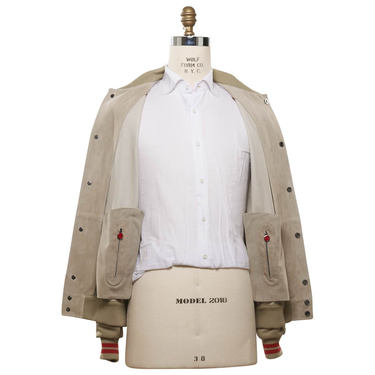 KITON Beige Leather Suede Coat