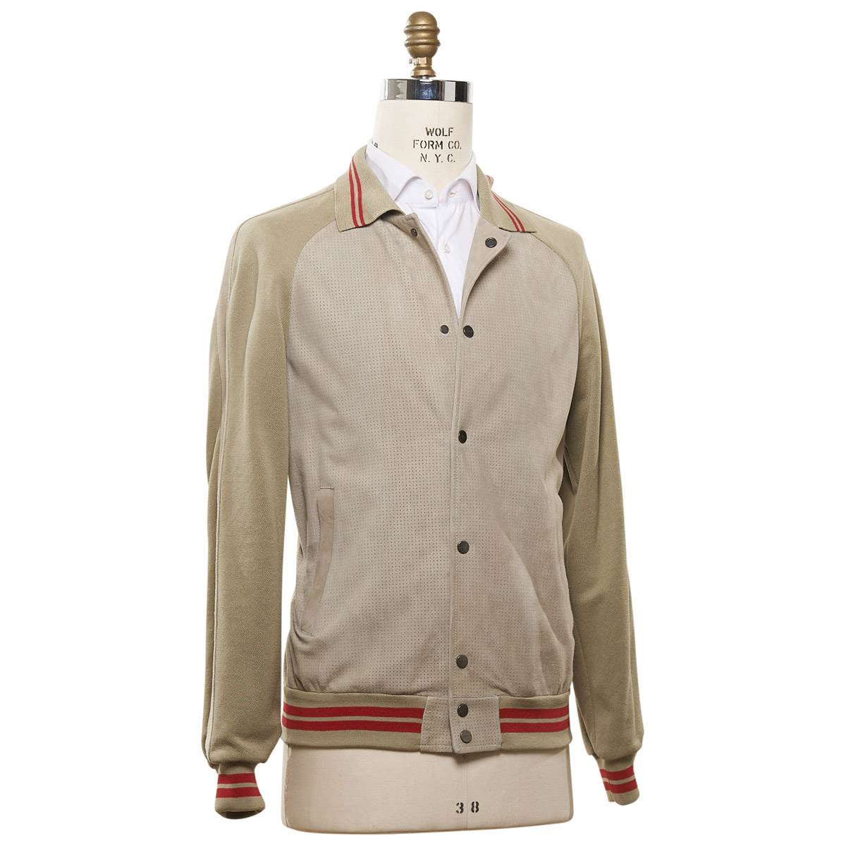 KITON Beige Leather Suede Coat