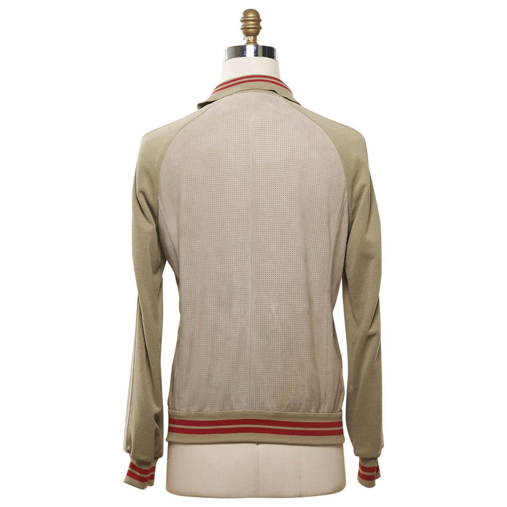 KITON Beige Leather Suede Coat