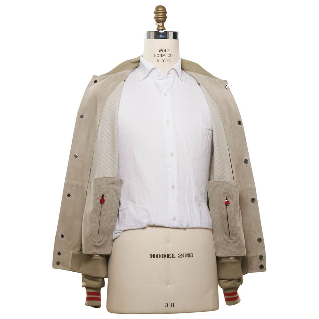 KITON Beige Leather Suede Coat