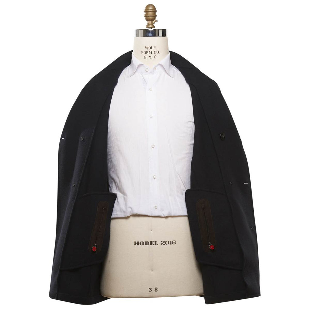 KITON Blue Wool Double Brasted Coat