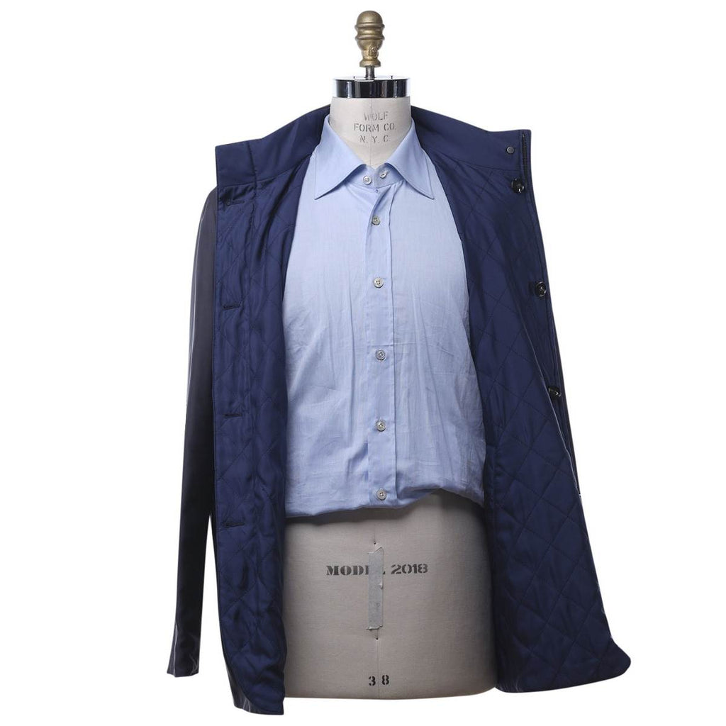 KITON Dark Blue Silk Reverse Coat
