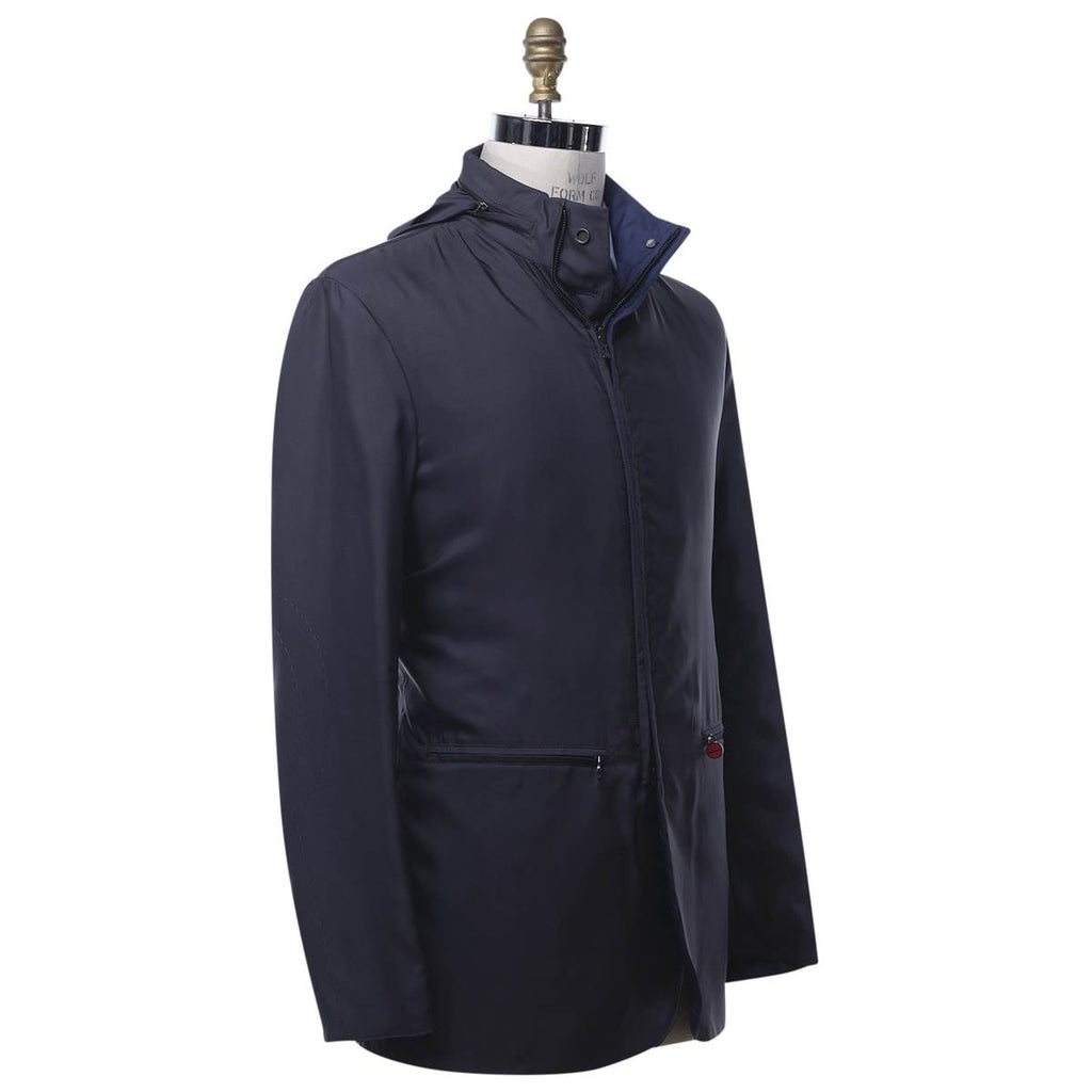 KITON Dark Blue Silk Reverse Coat