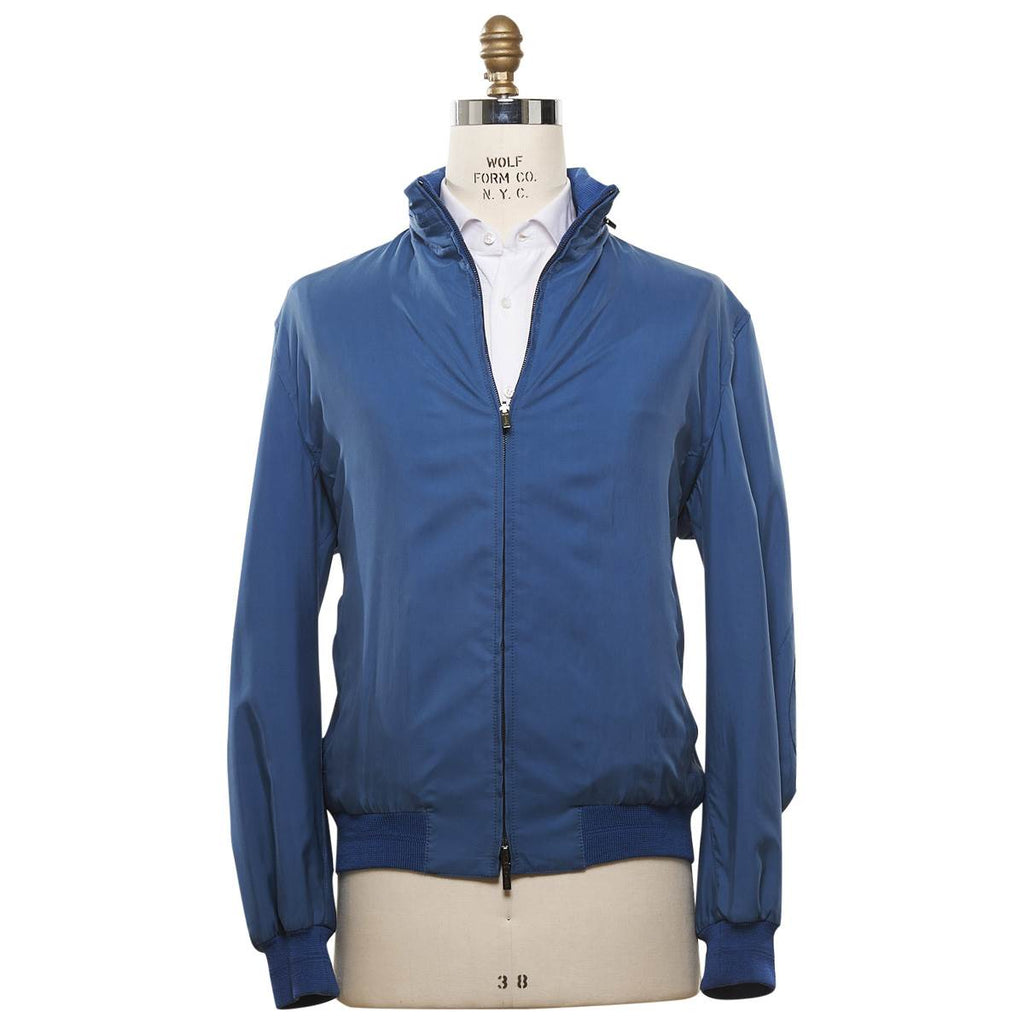 Kiton KITON Blue Silk Cashmere Reverse Coat Blue 000