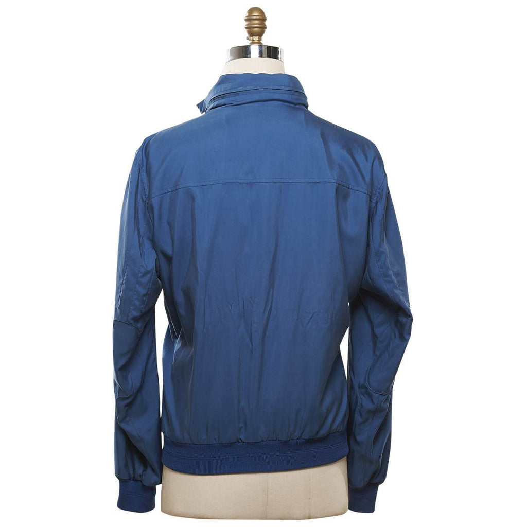 KITON Blue Silk Cashmere Reverse Coat