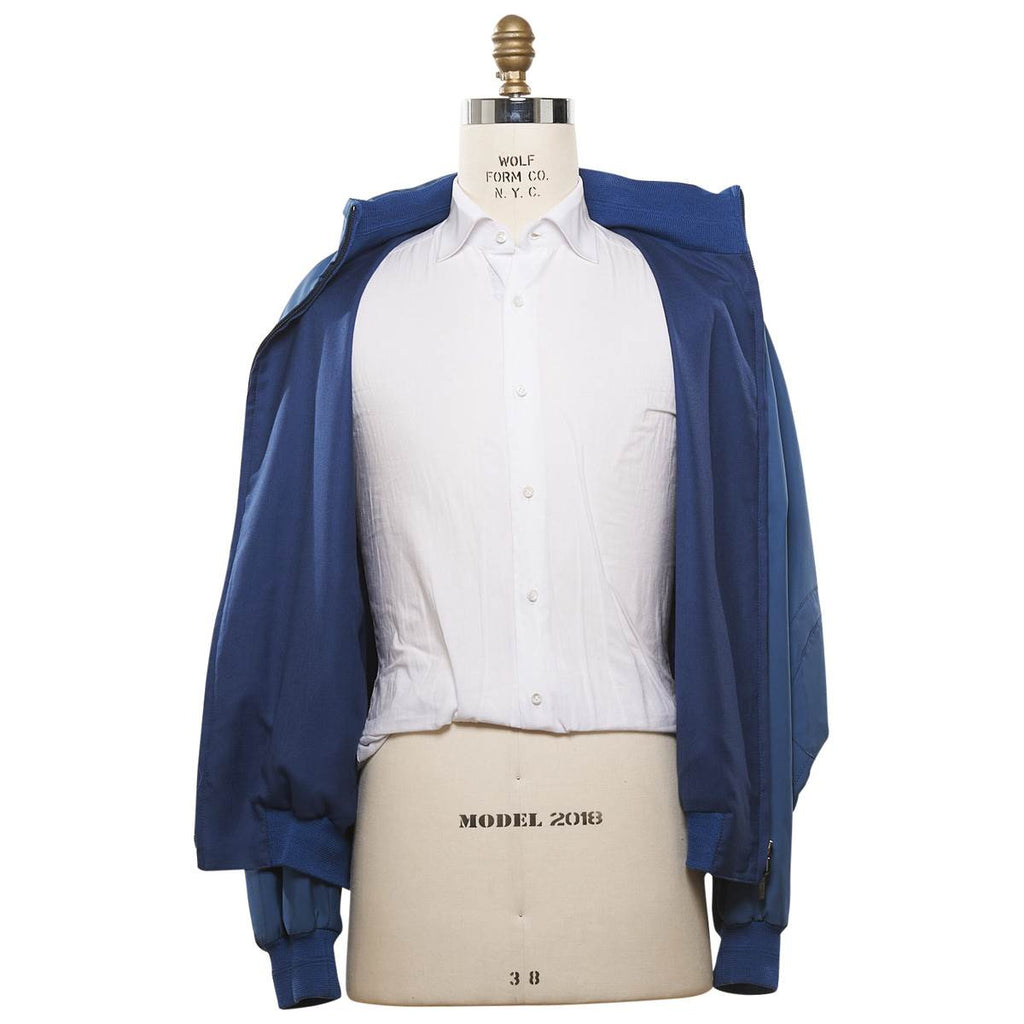 KITON Blue Silk Cashmere Reverse Coat