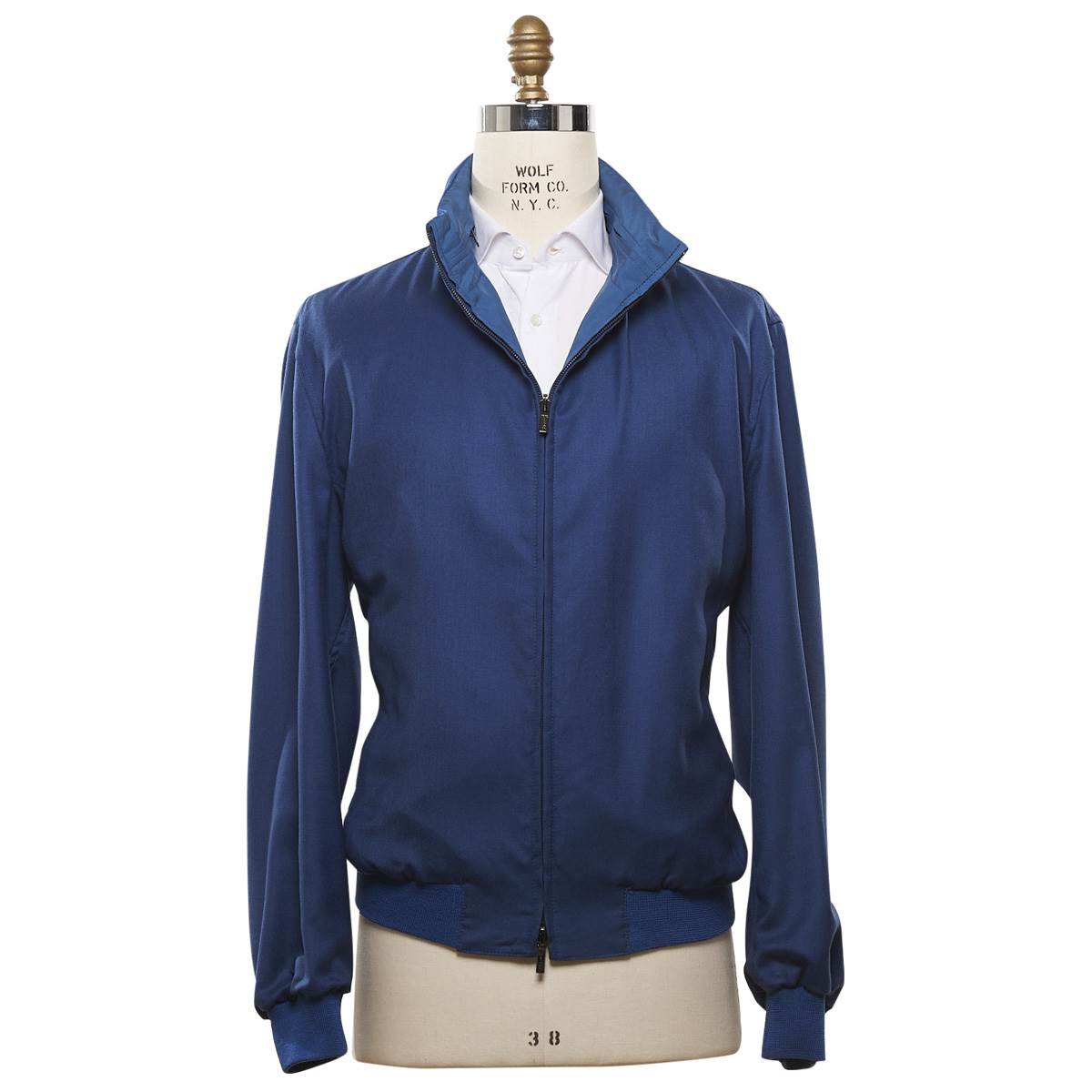 KITON Blue Silk Cashmere Reverse Coat