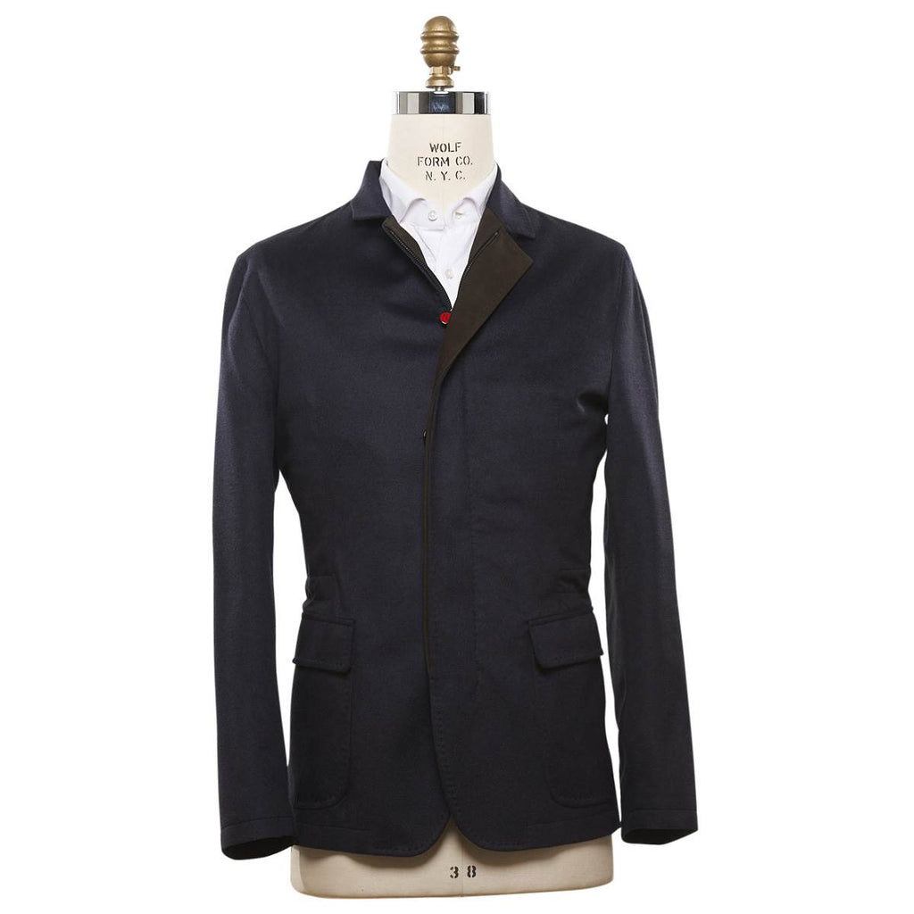 KITON Dark Blue Cashmere Silk Coat