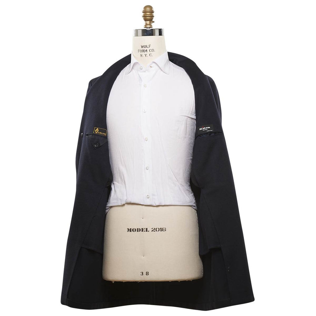 KITON Dark Blue Cashmere Vicuna Perù Coat