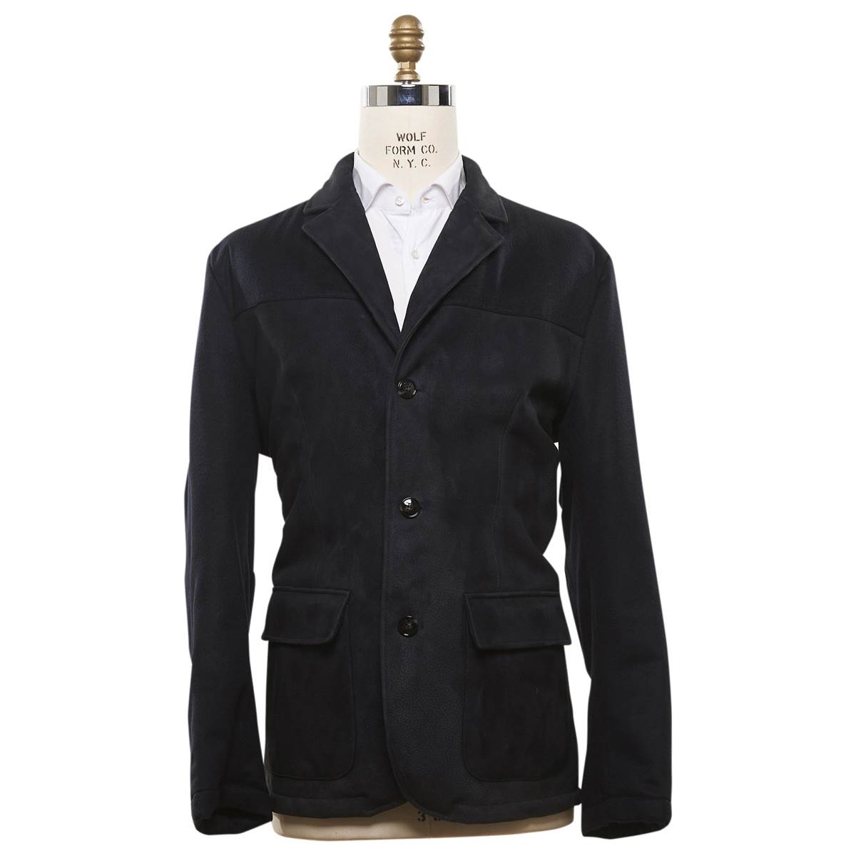 KITON Dark Blue Leather Fur Coat