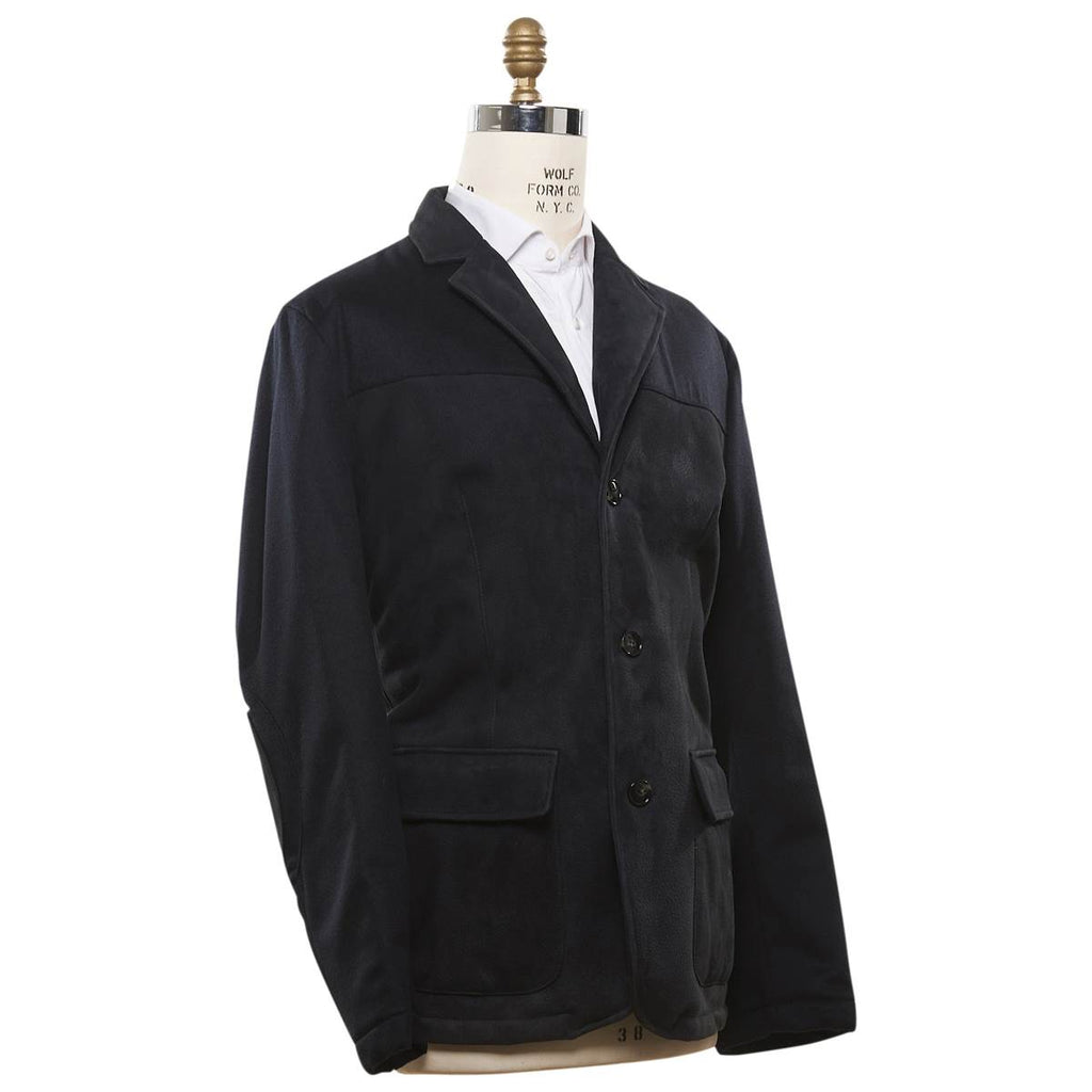 KITON Dark Blue Leather Fur Coat