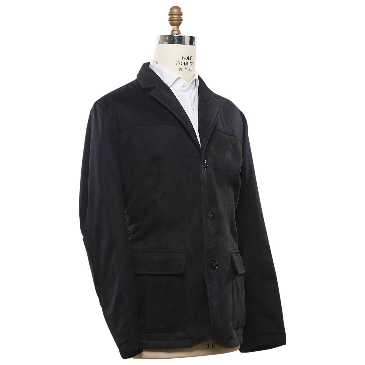KITON Dark Blue Leather Fur Coat