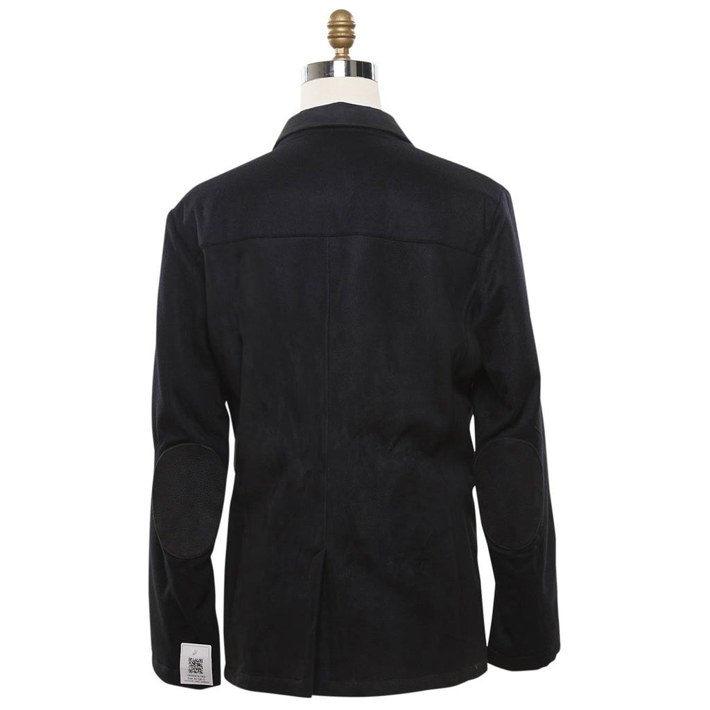 KITON Dark Blue Leather Fur Coat