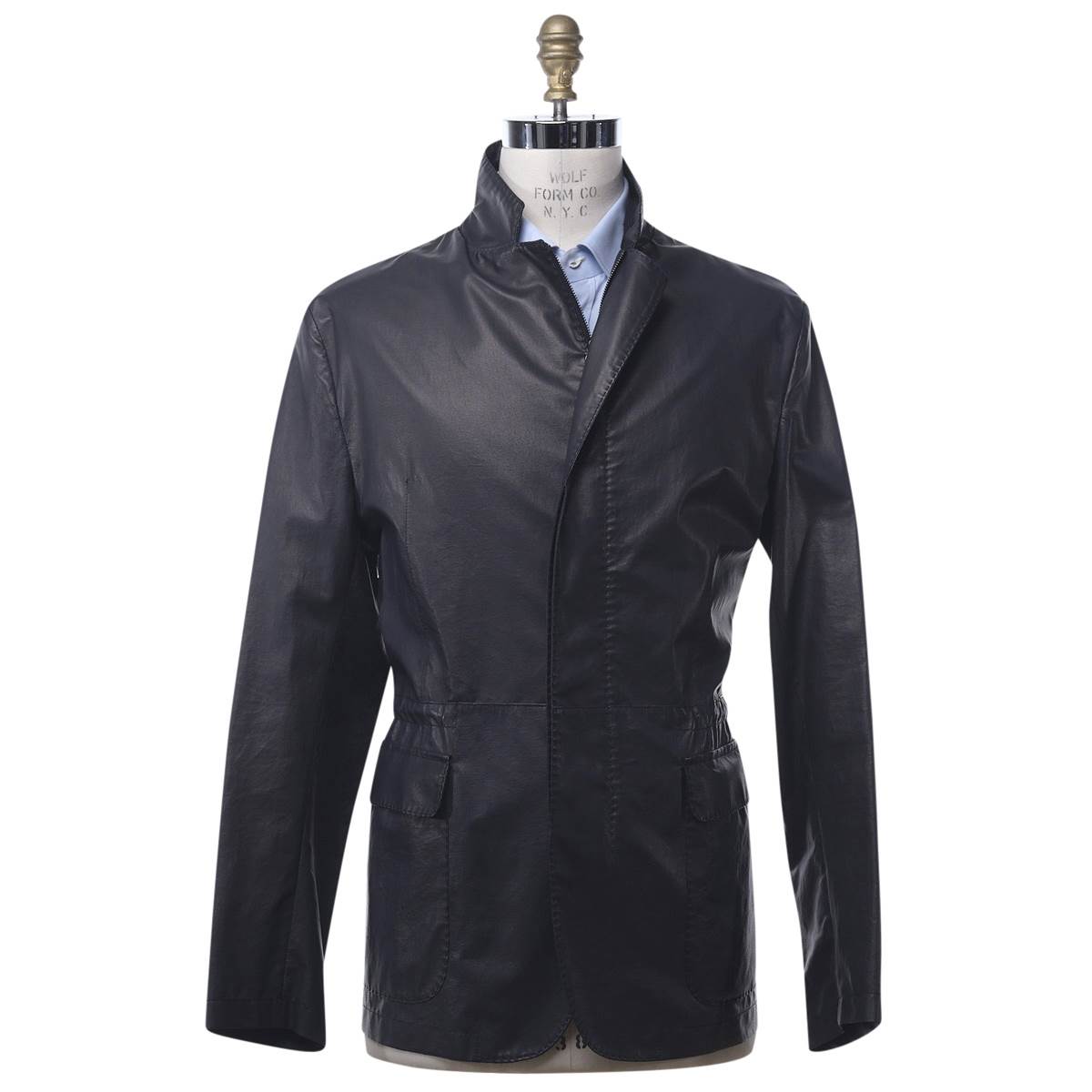 Kiton KITON Dark Blue Leather Coat Dark Blue 000