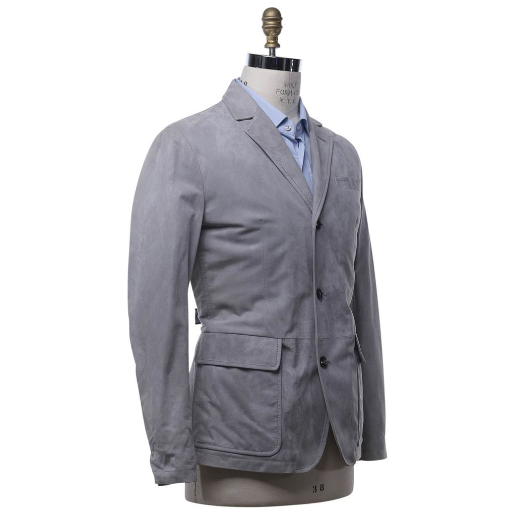 Kiton KITON Gray Leather Lambskin Coat Gray 001