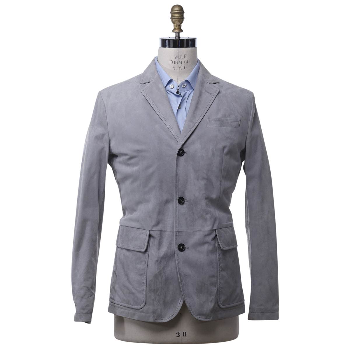 KITON Gray Leather Lambskin Coat