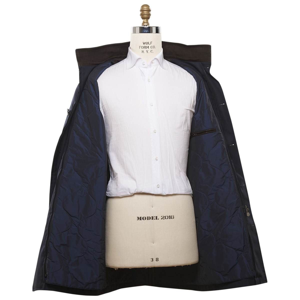 KITON Blue Wool Pa Silk Coat