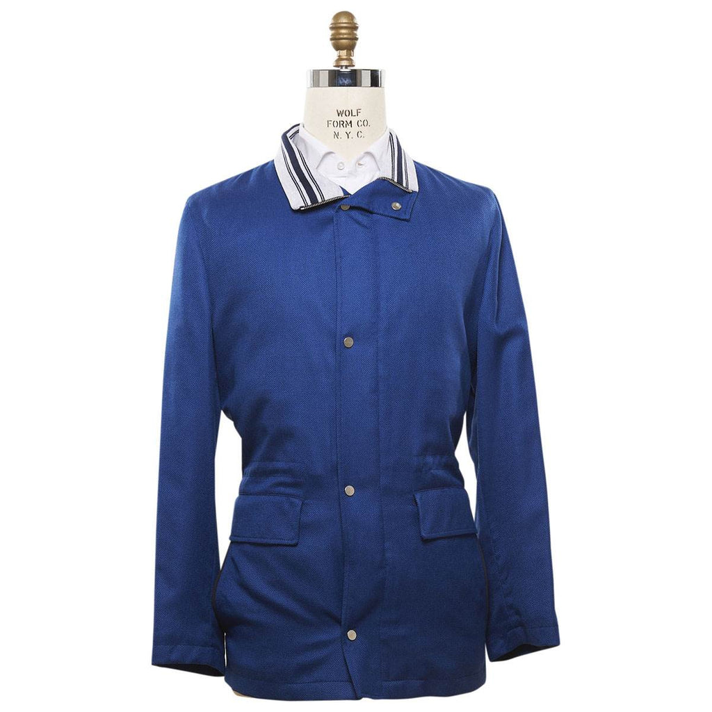KITON Blue Cashmere Silk Coat