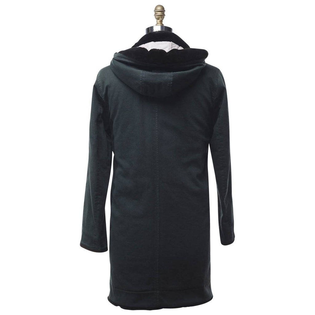 KITON Green Denim Cotton Ea Beaver Fur Coat