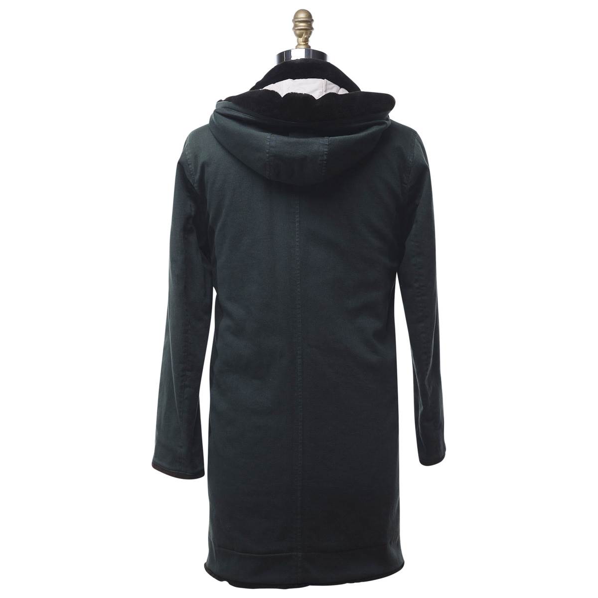 KITON Green Denim Cotton Ea Beaver Fur Coat
