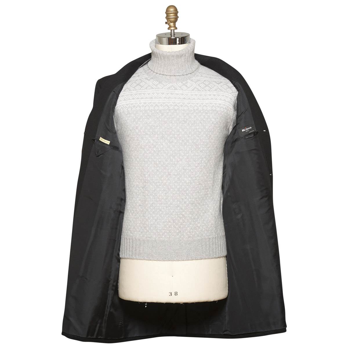 KITON Black Cashmere Overcoat