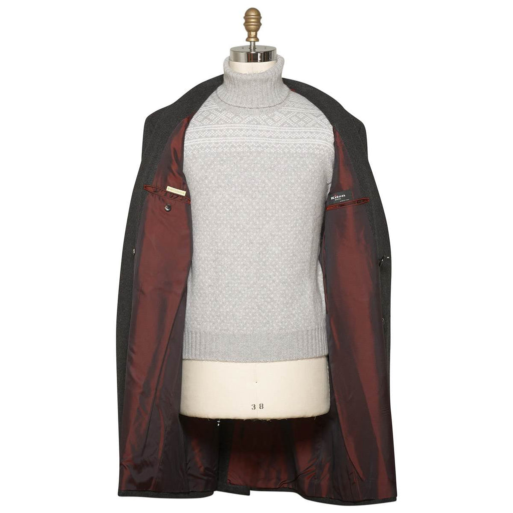 KITON Dark Gray Cashmere Overcoat